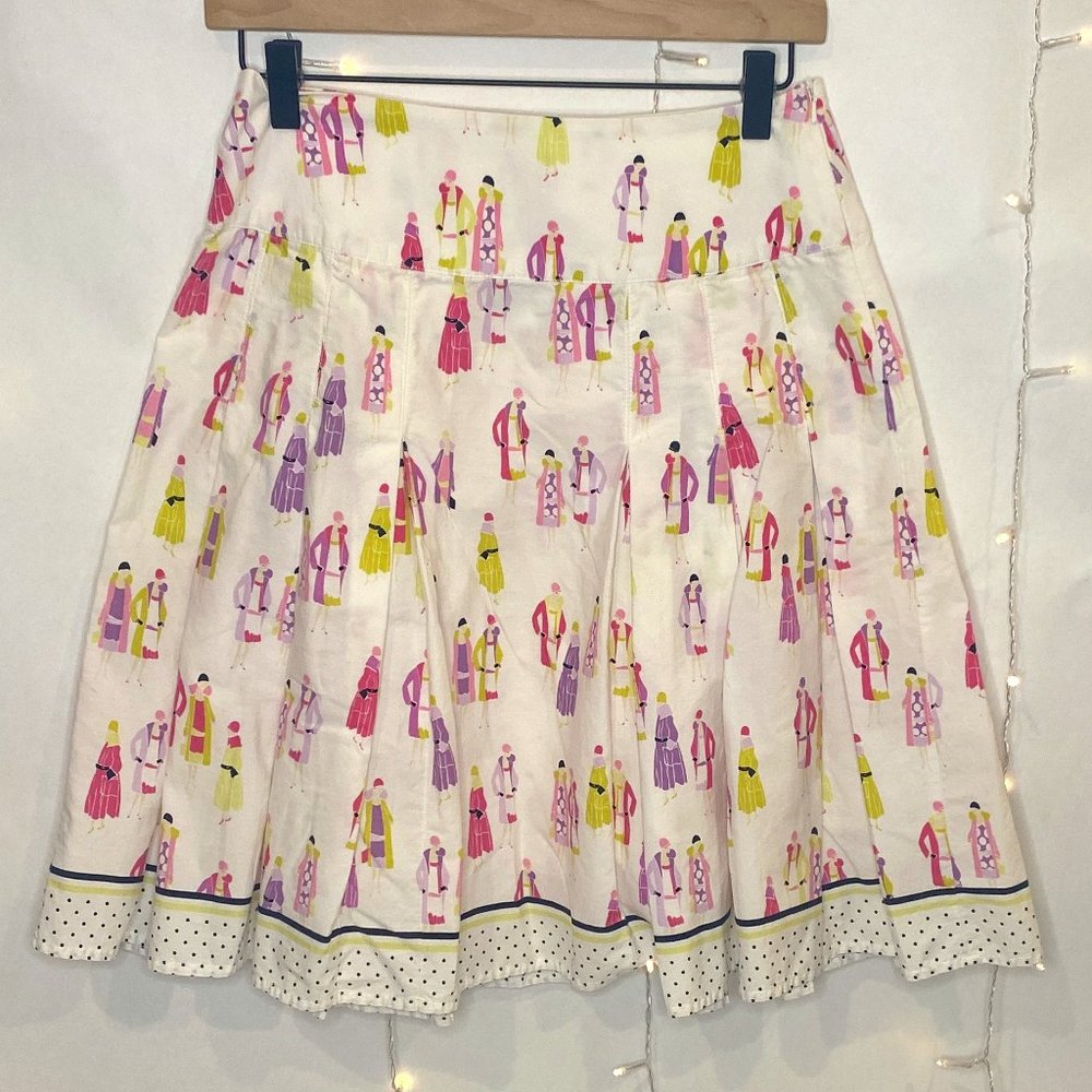 LIZ CLAIBORNE Vintage Pleated White Skirt with Women Silhouettes Petite